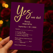 Ja We doen pruim gouden bruiloft RSVP Kaartje