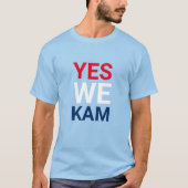 Ja We Kam grappige rood wit blauw typografie T-shirt (Voorkant)