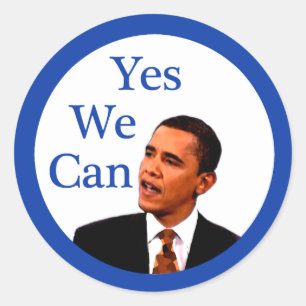 Ja, we kunnen Barack Obama 2008 Ronde Sticker