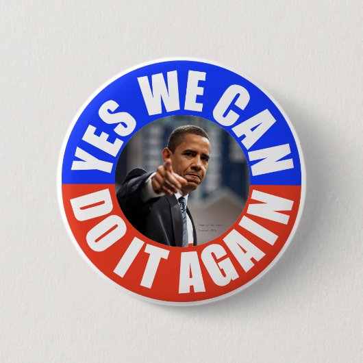 Ja, we kunnen het opnieuw doen Obama Round Button (Voorkant)