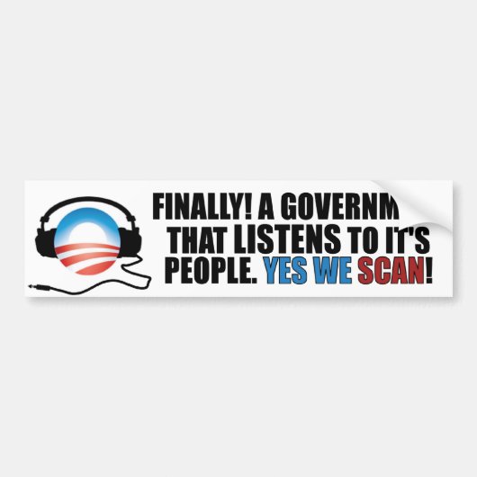 Ja We scannen - Anti-Obama NSA Bumpersticker (Voorkant)