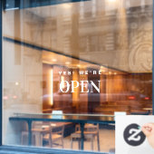 Ja, we zijn een open, modern professioneel minimum raamsticker (Cafe Raam)