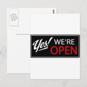 Ja, we zijn open! briefkaart (Voorkant / Achterkant)