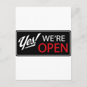 Ja, we zijn open! briefkaart (Voorkant)