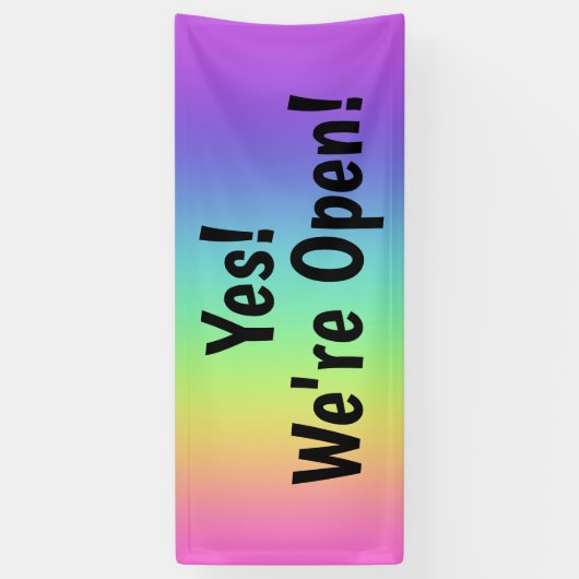 Ja! We zijn open. Rainbow Banner (Verticaal)