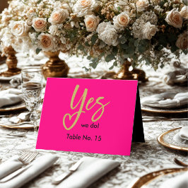 Ja Wij Doen elegante Zwart Goud Trouwtafel nummer Bedankkaart