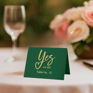Ja Wij Doen smaragdgroen Gouden trouwtafel nummer Bedankkaart