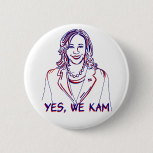 Ja, wij Kam! Verkiezingen Kamala Harris 2024 Ronde Button 5,7 Cm