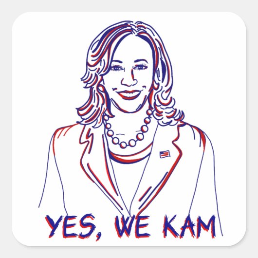 Ja, wij Kam! Verkiezingen Kamala Harris 2024 Vierkante Sticker (Voorkant)