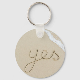 Ja woord op het strand sleutelhanger