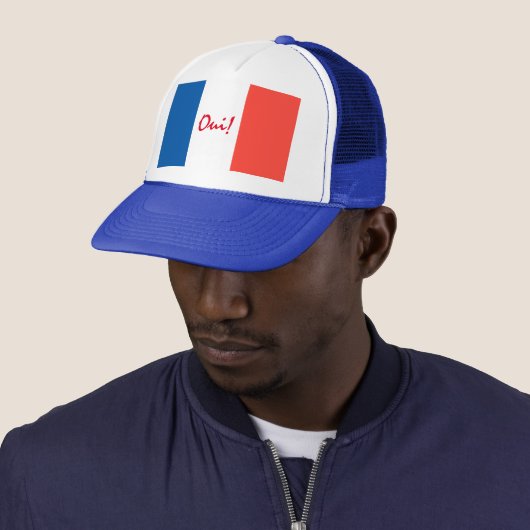 Ja Yes French Flag Customizable Trucker Pet (In situ)