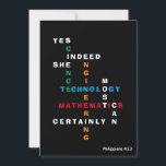 Ja, ze kan Kaart stimuleren<br><div class="desc">Ja, ze kan de Kaart van de Aanmoediging van het STEM met Christelijk Bijbelvers. Deze inspirerend STEM-kaart show de woorden WETENSCHAP, TECHNOLOGIE, ENGINEERING en MATHEMATIEK - ook wel STEM genoemd - gecombineerd in een origineel kruiswoordontwerp met de motivatie inspirerend prijsopgave JA, ZEKER KAN ZE. De kleuren van de STEM-onderwerpen zijn...</div>