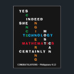 JA ZE KAN STEM PROBEREN BRIEFKAART<br><div class="desc">JA ZE KAN STEM Briefkaart met Christelijk Bijbelvers feliciteren. Dit inspirerend feliciteert het briefkaart shows de woorden WETENSCHAP, TECHNOLOGIE, ENGINEERING en MATHEMATIEK - ook wel STEM genoemd - gecombineerd in een origineel kruiswoordontwerp met de motivatie inspirerend prijsopgave JA, ZEKER KAN ZE. De kleuren van de STEM-onderwerpen zijn groen (Wetenschap), blauw...</div>