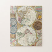 Jaar 1789 Antiek gekleurde wereldkaart puzzel Legpuzzel (Verticaal)