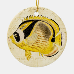  jaar 1800 Hawaiian Butterfly Fish Illustration Keramisch Ornament