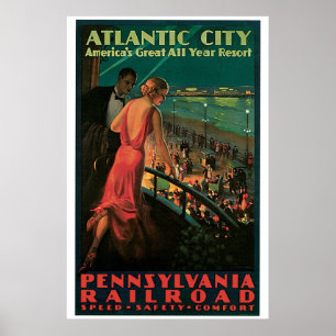  jaar 1930s Atlantic City Travel en Poster