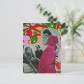 Jaar 1939 Heet Roze Pyjama Dames Mixed Media Colla Briefkaart (Staand voorkant)