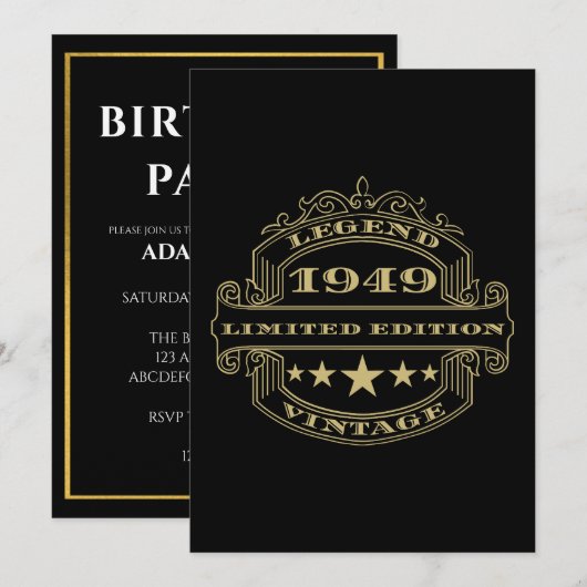 Jaar 1949 Gepersonaliseerde Uitnodiging voor verja (Voorkant / Achterkant)