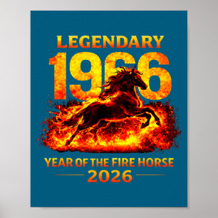 Jaar 1966 Vuur Paard 60ste Verjaardag Poster