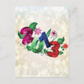Jaar 2013 3D met florale inserties Briefkaart (Voorkant)