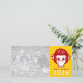 Jaar 2016 van de aap (bowtie) feestdagenkaart (Staand voorkant)