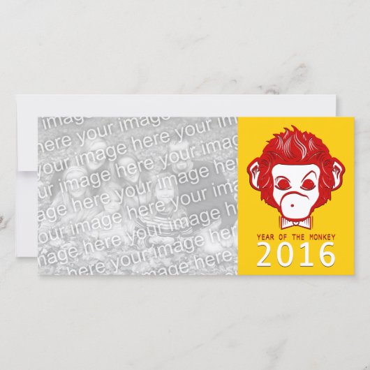 Jaar 2016 van de aap (bowtie) feestdagenkaart (Voorkant)