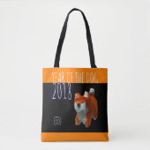 Jaar 2018 Shiba Puppy 3D Digital Art Canvas tas (Voorkant)