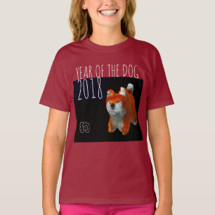 Jaar 2018 Shiba Puppy 3D Digital Art Girl T-shirt