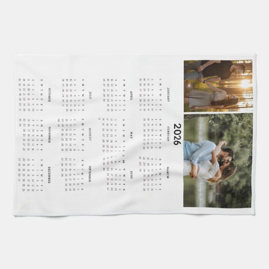 Jaar 2026 Aangepaste fotokalender Theedoek (Horizontaal)