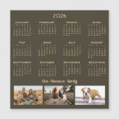 Jaar 2026 Kalender 3 Familie Foto Collage Magneet (Voorkant)
