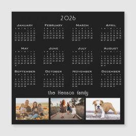 Jaar 2026 Kalender 3 Familie Foto Collage Magneet