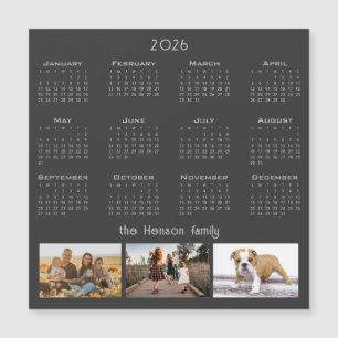 Jaar 2026 Kalender 3 Familie Foto Collage Magneet