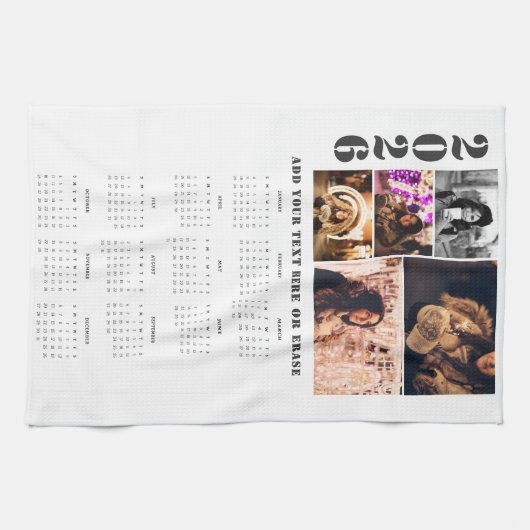 Jaar 2026 Kalender 5 Foto Collage Keuken Handdoek (Horizontaal)