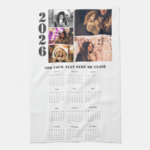 Jaar 2026 Kalender 5 Foto Collage Keuken Handdoek