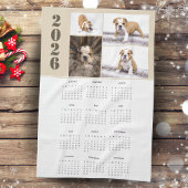 Jaar 2026 Kalender Hond Pet 4 Fotocollage Theedoek