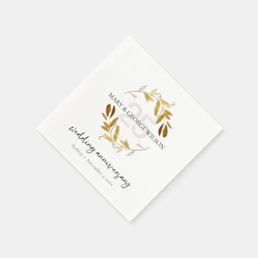 JAAR 25 JUBILEUM GEEL GOUDE FOLIAGE SERVET (Hoek)