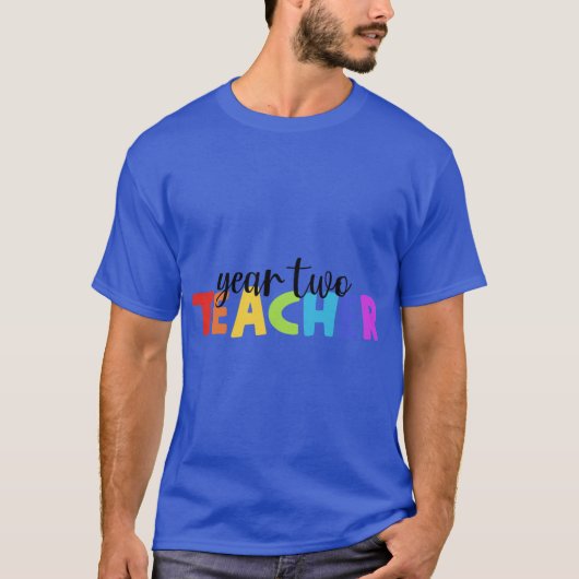 Jaar 2eacher Regenboog retro T-shirt (Voorkant)