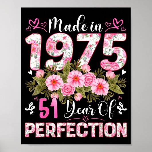 Jaar 51 Oud 1975 Bloem 51ste Poster (Voorkant)