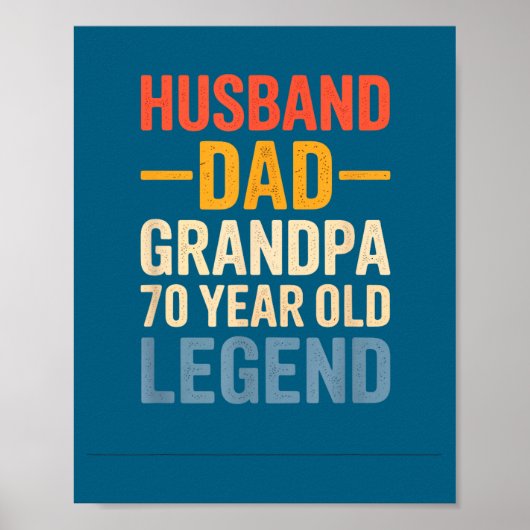 Jaar 70 Oude Legende Echtgenoot Vader Poster (Voorkant)