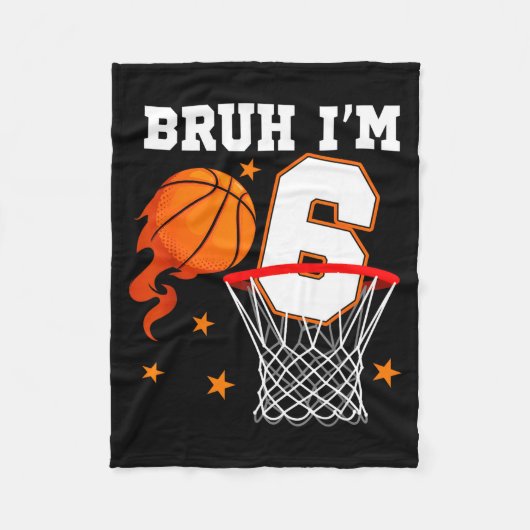 Jaar Broer 6 Oude Verjaardag Basketbal Fleece Deken (Voorkant)