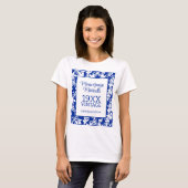  Jaar Chique Blauw Wit Bloemen Verjaardag T-shirt (Voorkant volledig)