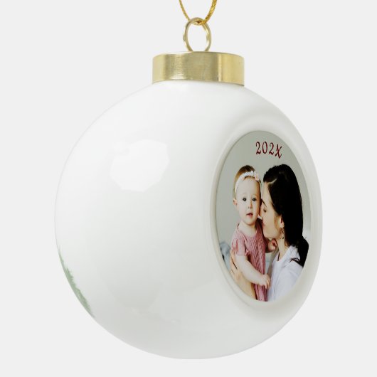 Jaar Datum Foto Gift Keramische Bal Ornament (Links)