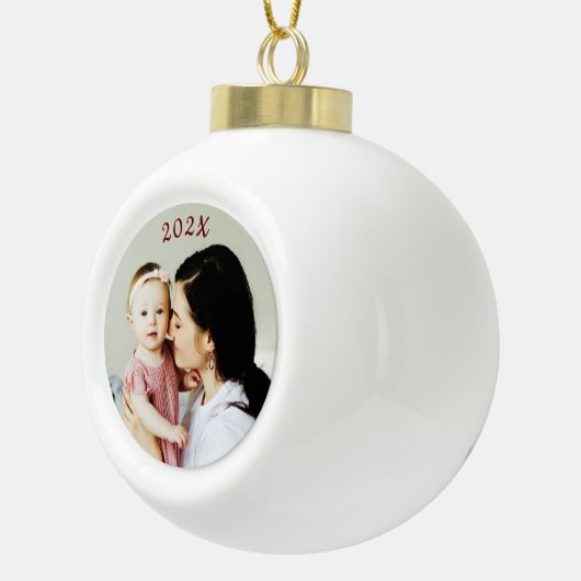 Jaar Datum Foto Gift Keramische Bal Ornament (Rechts)