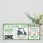 Jaar Down Golf Ticket 1e verjaardag Kaart (Staand voorkant)