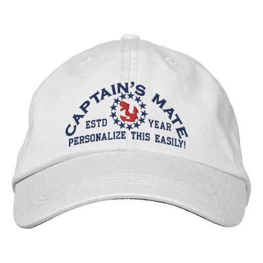  JAAR en Names Captain's Mate Geborduurde Pet (Voorkant)