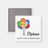 Jaar gedateerd, leeftijd, naam gepersonaliseerde v magneet (Voorkant / Achterkant)