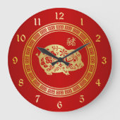  jaar Golden Red Papercut Grote Klok (Voorkant)