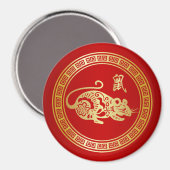 jaar Golden Red Papercut Magneet (Voorkant / Achterkant)