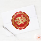  jaar Golden Red Papercut Ronde Sticker (Envelop)