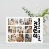 Jaar in de Review 12 Foto en tekst gepersonaliseer Feestdagenkaart (Staand voorkant)